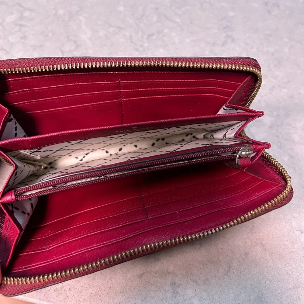 Kate Spade Cameron slim Zip-Around Wallet in burgundy